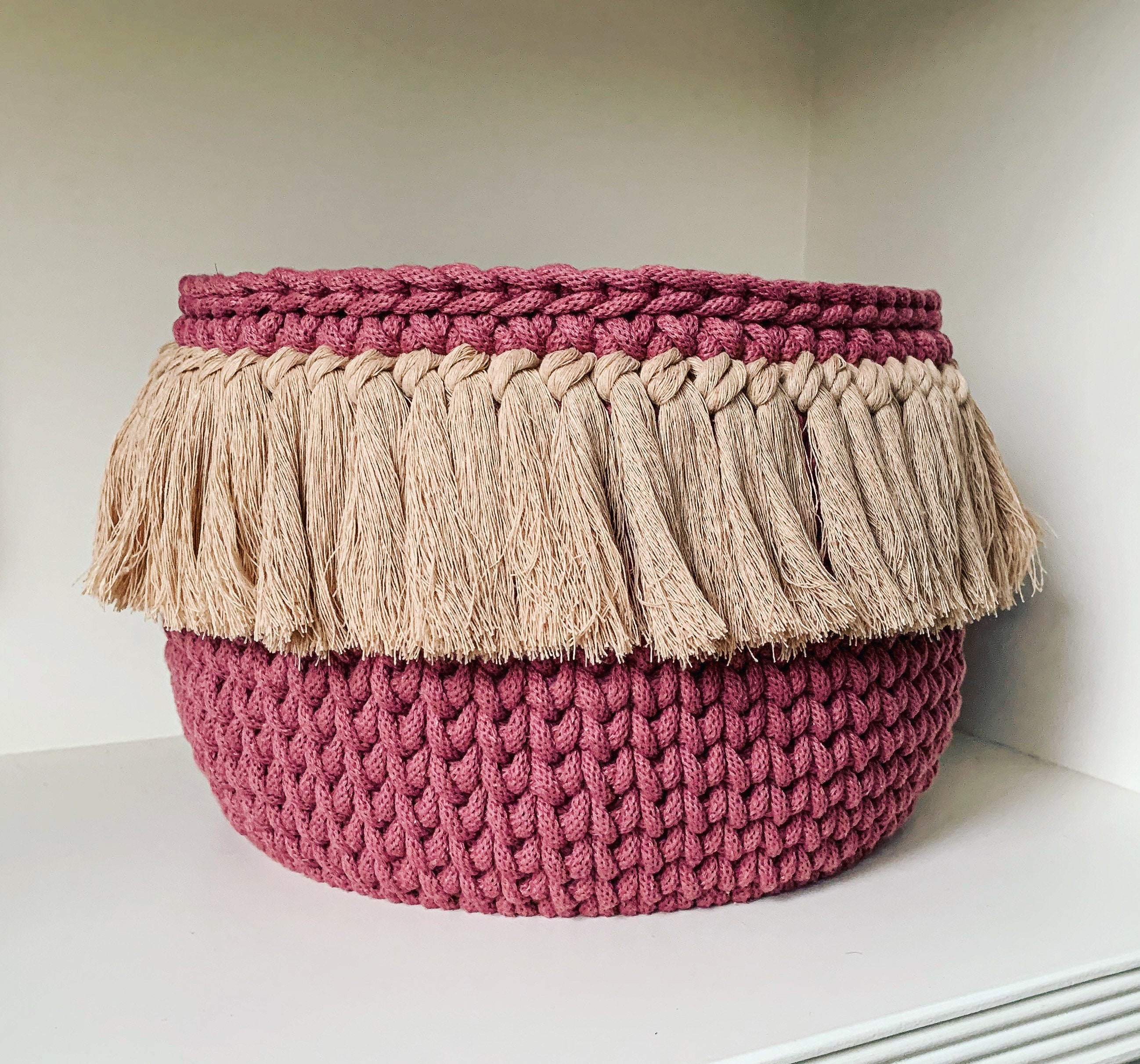 Boho Storage Basket Bohostyle Baskwt With Fringles Nursery Etsy UK