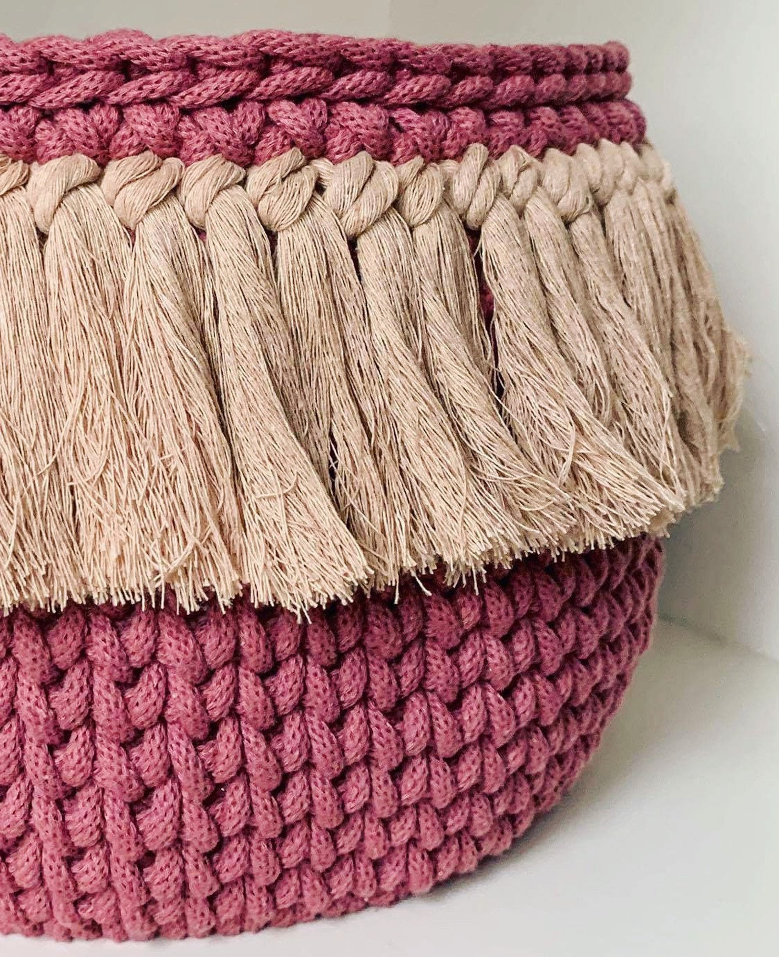 Boho Storage Basket Bohostyle Baskwt With Fringles Nursery Etsy UK