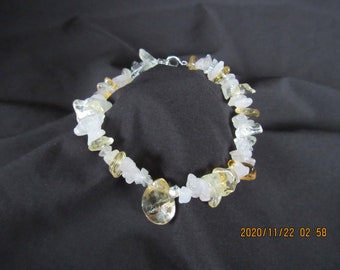 Crystal Bead Bracelet with Crystal Pendant