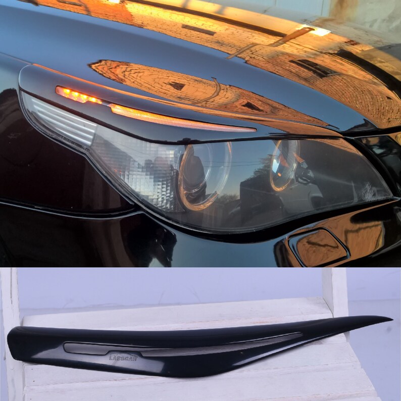 BMW 5 Series E60 E61 Headlight Eye Lid Brows Eyebrows Trim Cover 2pcs