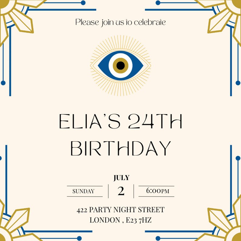 Evil Eye Modern Party Invitation Etsy
