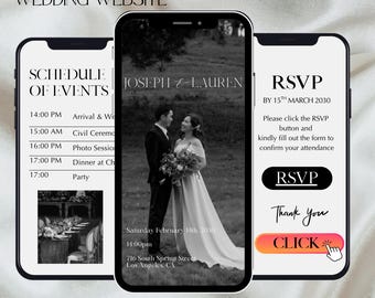 Black and White Wedding Website Invitation Template: Trackable RSVP (Digital)