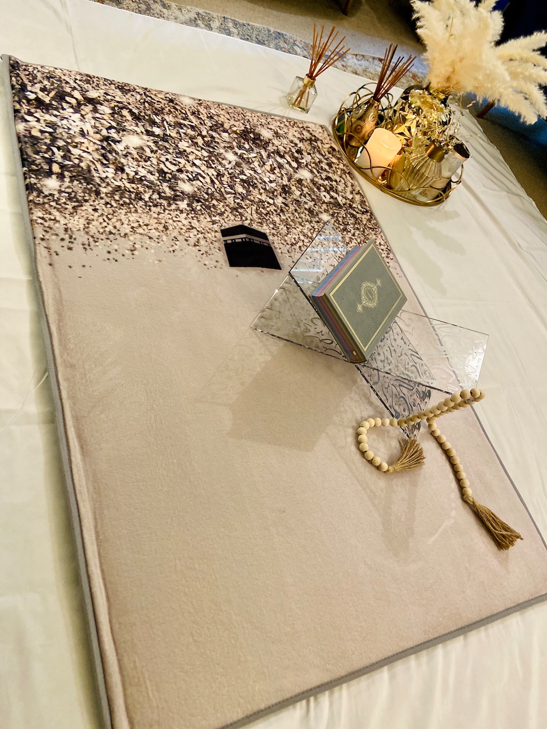 Luxury Foam Padded Salah Mat Premium Sajedah Gray Extra Large Prayer