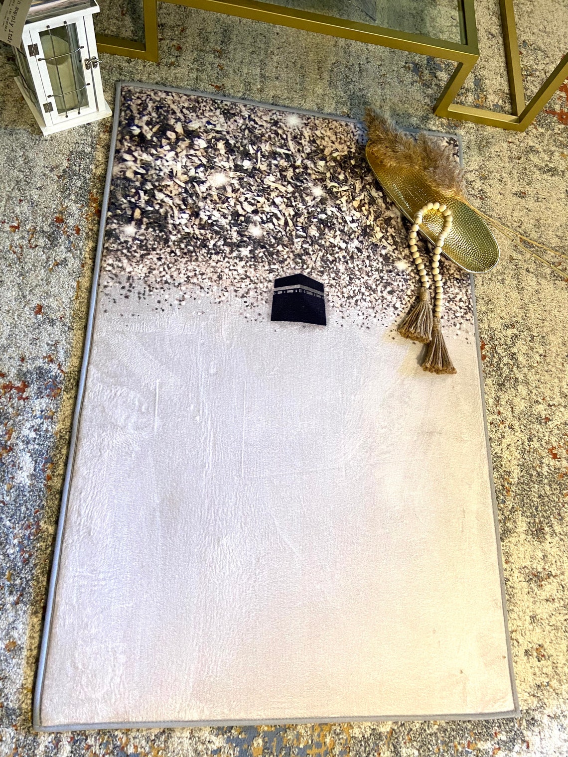 Luxury Foam Padded Salah Mat Premium Sajedah Gray Extra Large Prayer ...