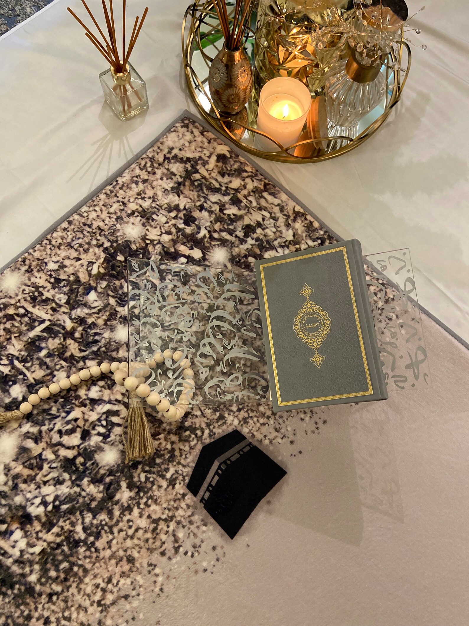 Luxury Foam Padded Salah Mat Premium Sajedah Gray Extra Large Prayer ...