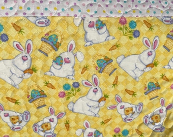 Easter Bunny Table Runner, Quilted Easter Bunny Table Runner, Easter Table Runner