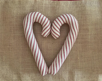 Handmade Candy Cane Ornaments, Candy Cane Ornaments, Stuffed Fabric Candy Canes, Fabric Candy Canes, Candy Cane Bowl Fillers, Christmas