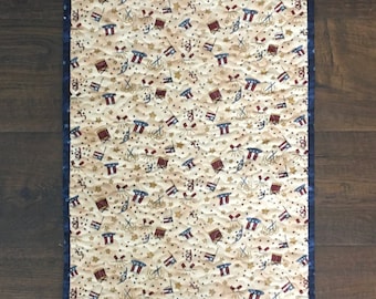 Handmade Americana Table Runner, Quilted Americana Table Runner, Red White and Blue Table Runner, 4th of July Table Runner