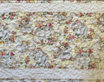 Easter Bunny Table Runner, Quilted Easter Bunny Table Runner, Easter Table Runner, Bunny Table Runner