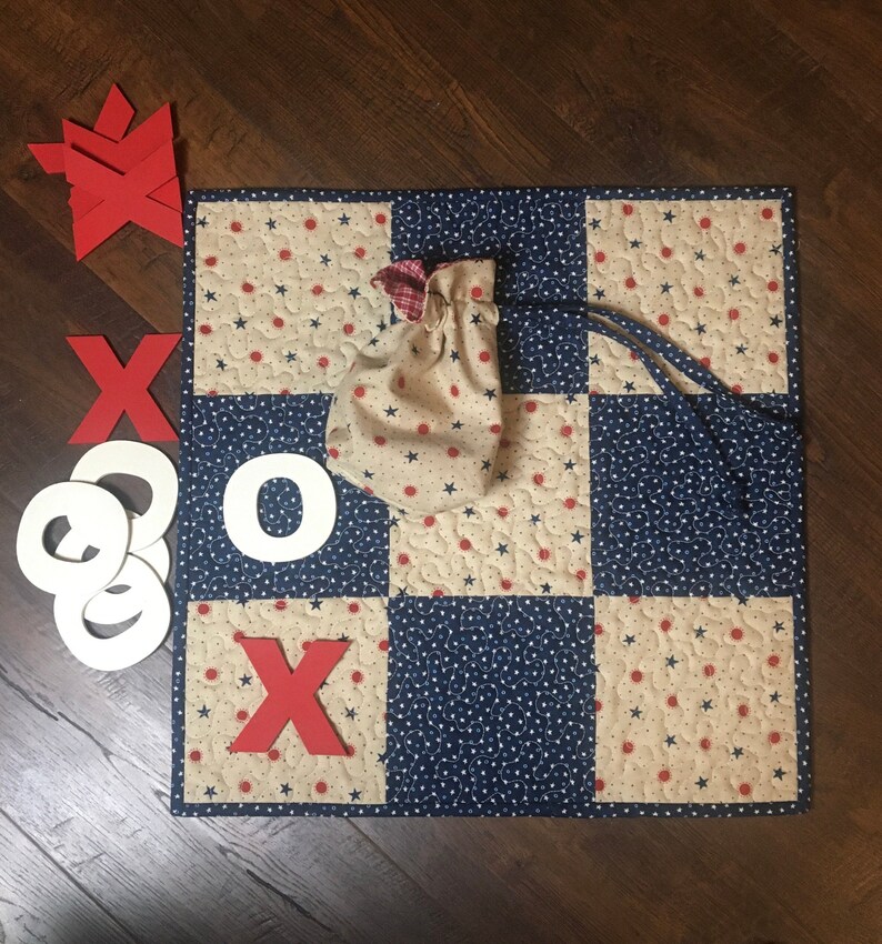 Quilted Tic Tac Toe Table Runner Topper Handmade Table - Etsy