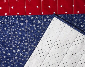 Quilted Red White & Blue Table Runner, Americana  Runner, 4th of July Table Topper Runner, Handmade Red White and Blue Table Runner