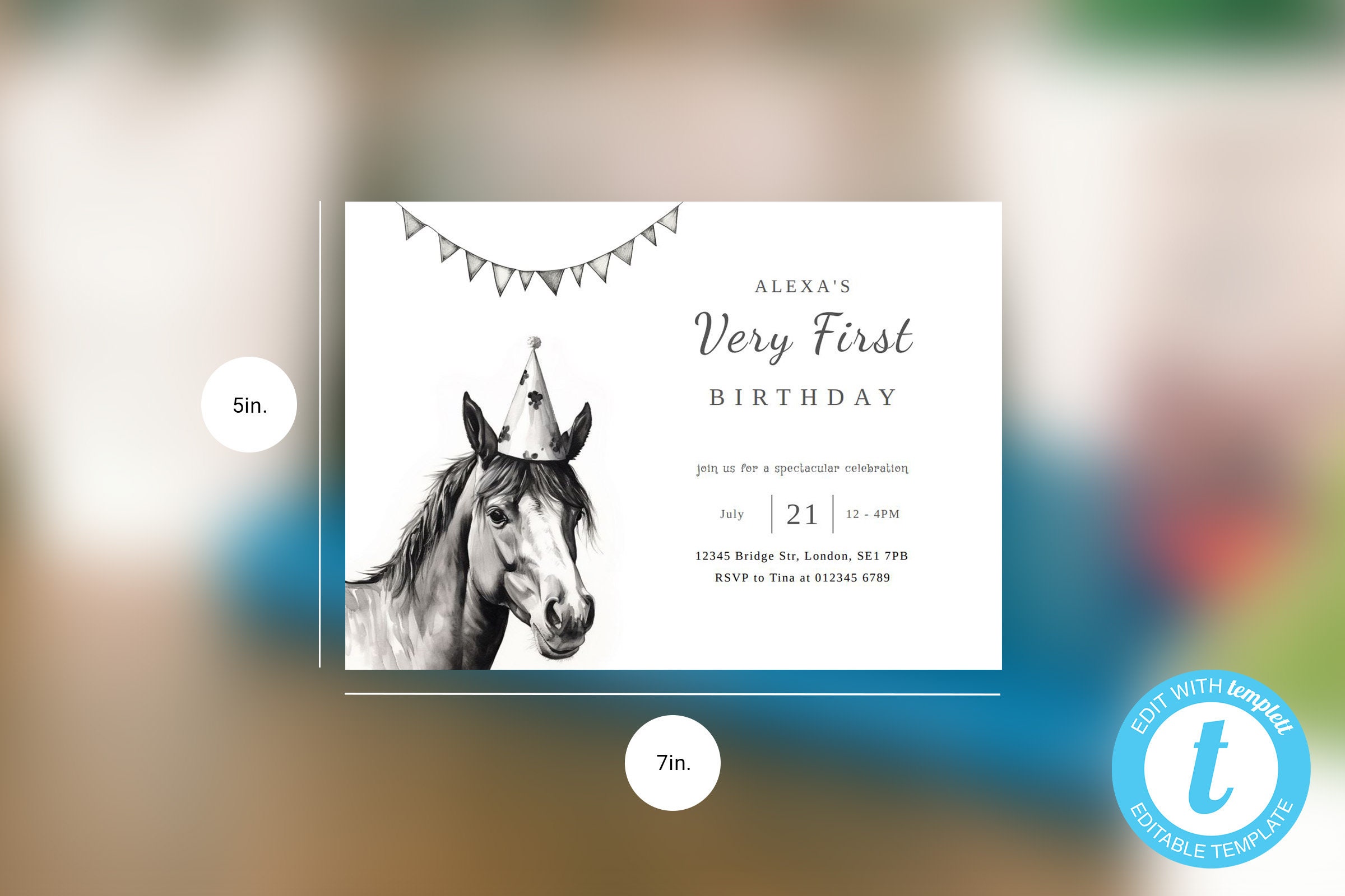 Horse Birthday Party Invitation, Instant Digital Download, Printable ...