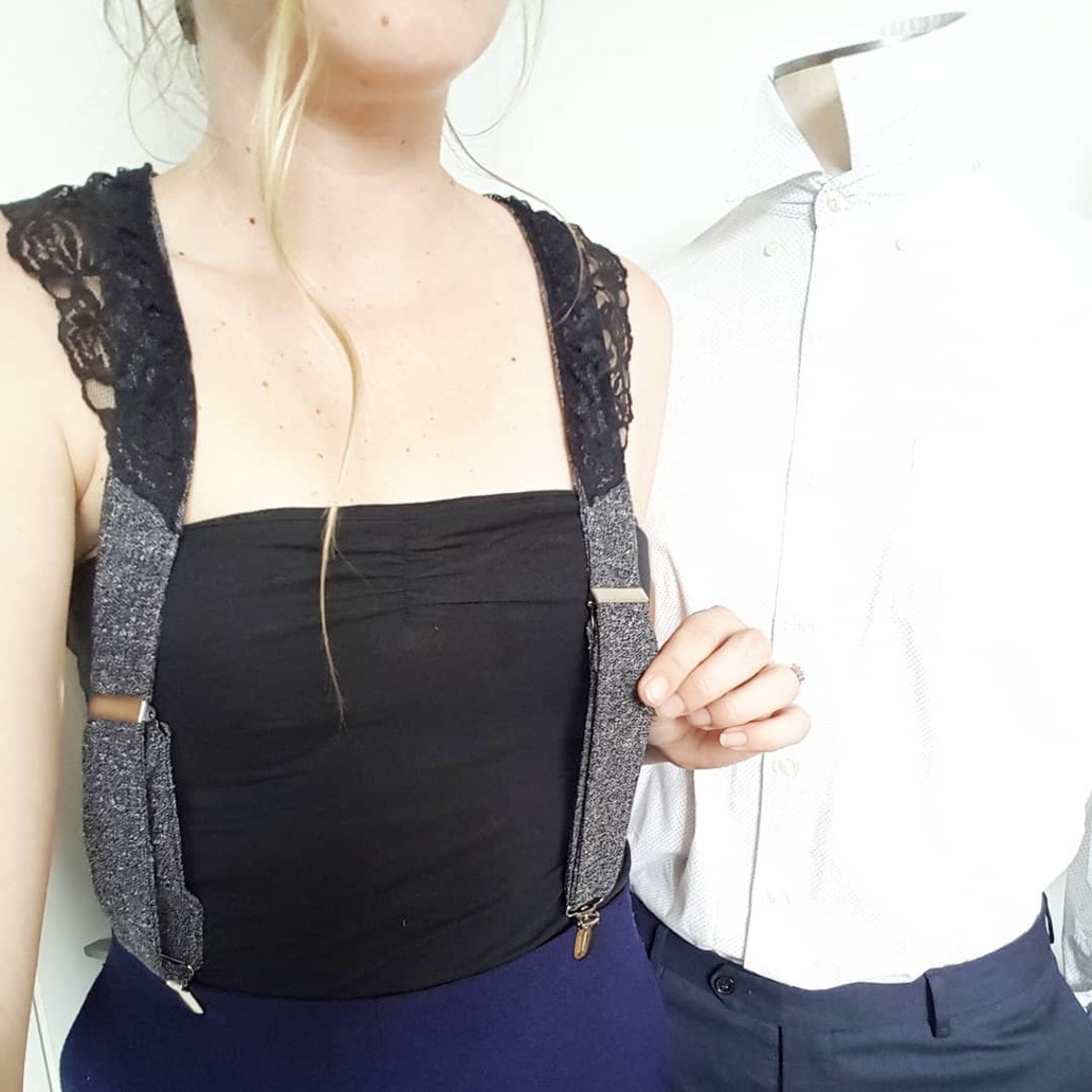 Womens Lace Capped Suspenders Etsy Canada