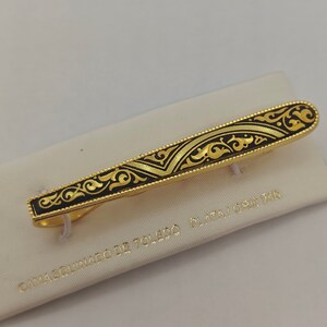 Vintage Damascene Spanish tie bar/clip clasp for men from Spain 24K Gold & Steel, Father's Day gift, wedding gift, gifts for him