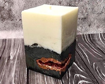 Original gold candle, Unique candle, Scented candle, Natural Soy Candle, Handmade Classic Concrete and Wax Candle, luxury candles with gold