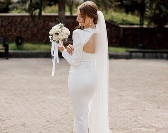 Velo de novia de tul estilo catedral hecho a mano: velo de novia largo, blanco o marfil