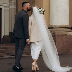 Wedding Veil, Tulle Bridal Veil Wedding Long Veil, Bride Wedding Veil, White, Ivory Cathedral Long Veil, Soft Tulle Veil, Soft Wedding Veil