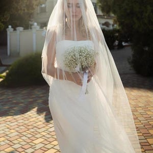 Wedding Veil, Tulle Bridal Veil Wedding Long Veil, Bride Wedding Veil, White, Ivory Cathedral Long Veil, Soft Tulle Veil, Soft Wedding Veil