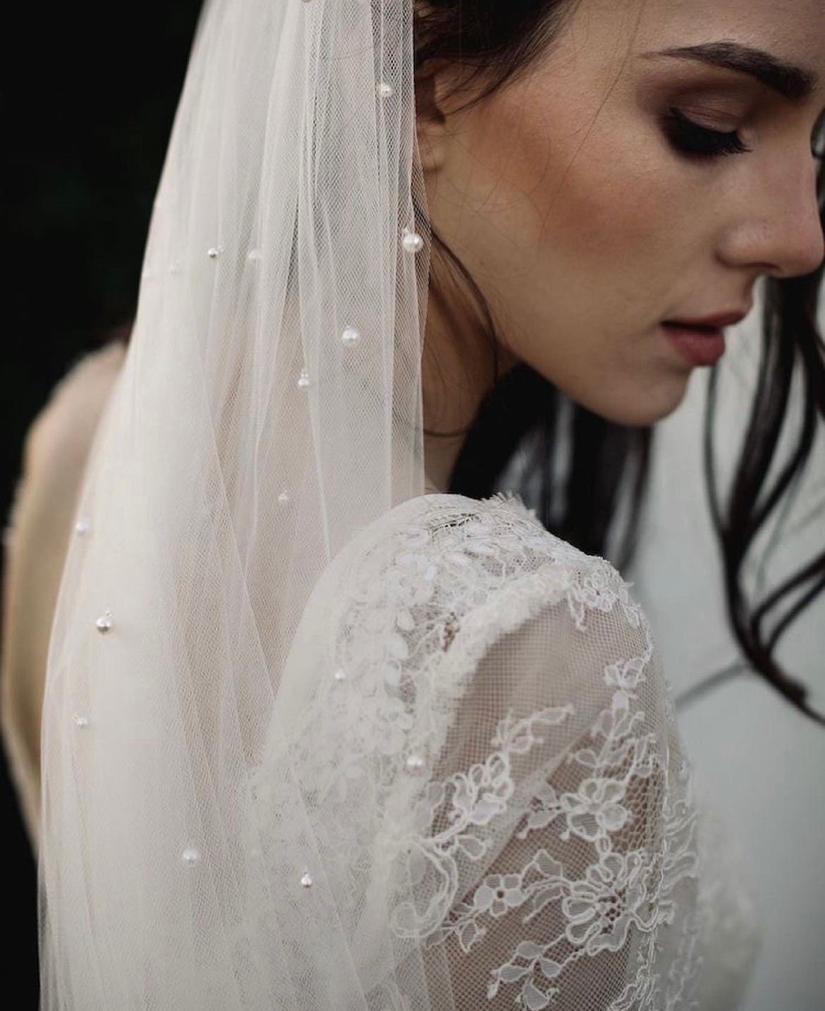 45cm Bridal Pearl Veil,Wedding Bridal White Veil Tulle Short Veils w/ Hair  Comb