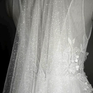 Glitter wedding veil, Sparkle tulle bridal veil, Cathedral shimmer wedding veil, Off white glitter veil, Shimmer veil,  glitter bridal veil