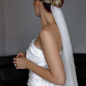 Pearl Wedding Veil, Sparkle tulle bridal veil, Cathedral pearl wedding veil, white pearl veil, Shimmer veil, pearl bridal veil, short veil