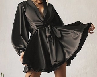 black long sleeve cocktail dress