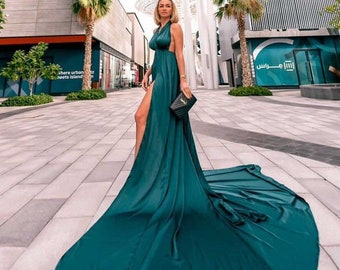 long train maxi dress