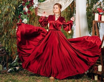 beautiful long red dress