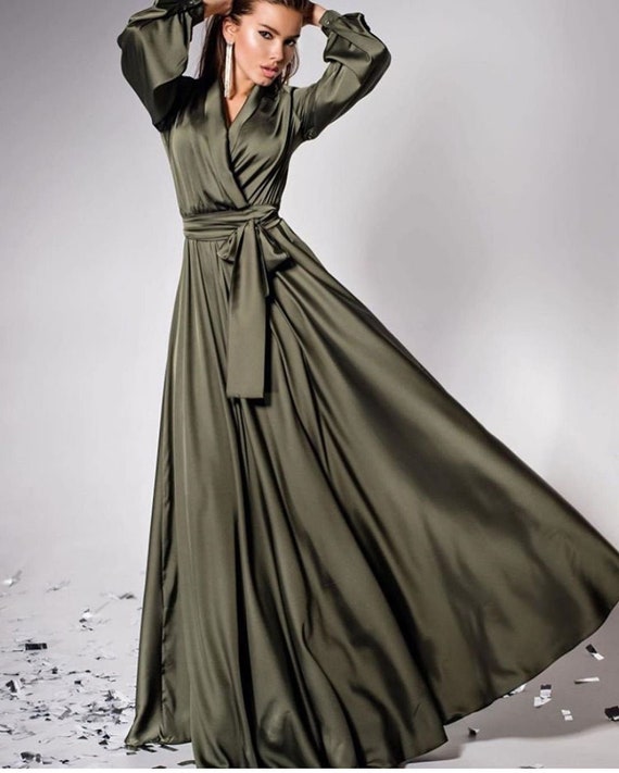 Gray Bridesmaid Dress Long Sleeve Cocktail Dress Wedding Guest - Etsy