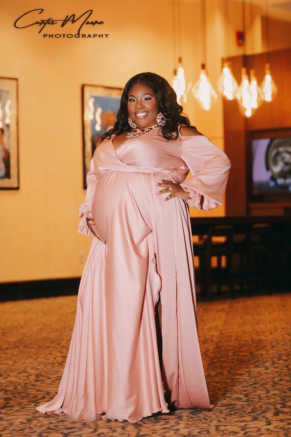 gold plus size maternity dress