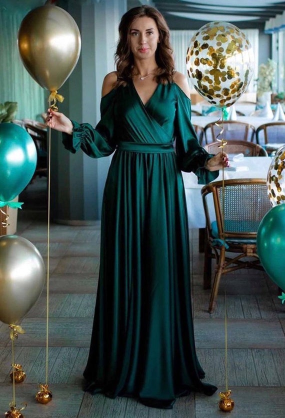 Emerald Green Dress Engagement Dress 