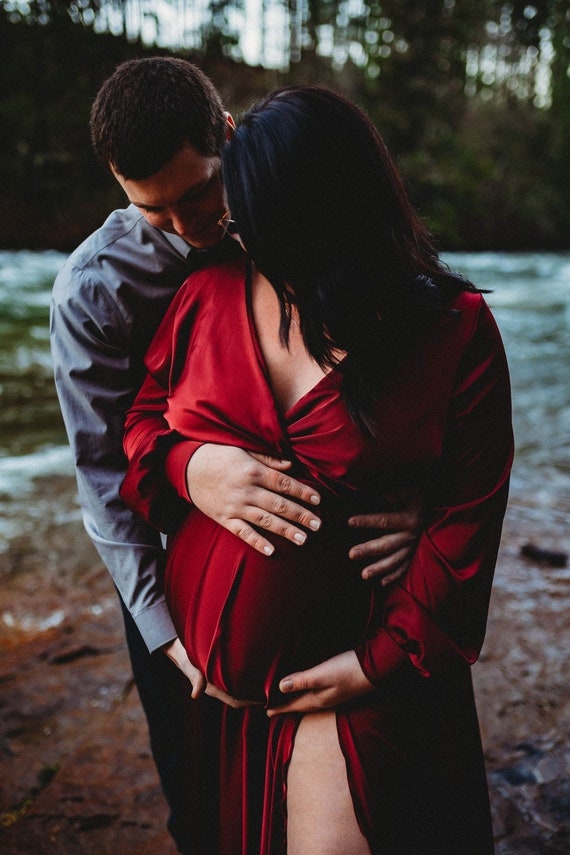 Burgundy Maternity Dress for Photo Shoot Plus Size Maternity - Etsy UK