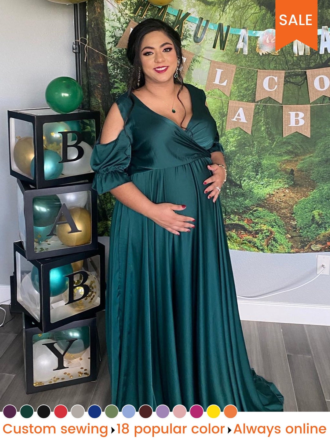 Maternity Dress Satin Maternity Gown Babyshower Dress Maternity