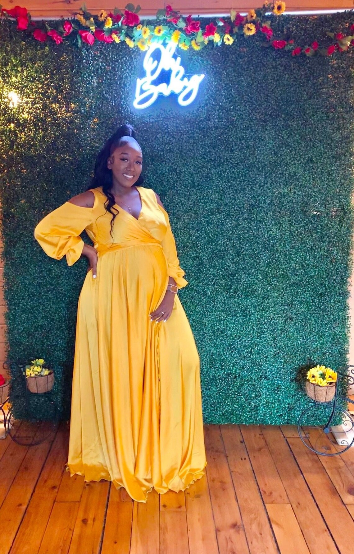 Long Maternity Gown Yellow Maternity Dress Photo Shoot Etsy