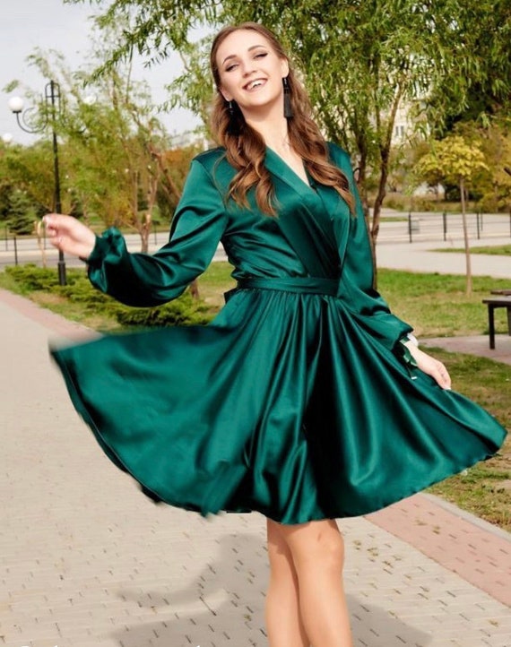 pedir disculpas suéter Ser Vestido verde esmeralda Vestido de cóctel verde Vestido corto - Etsy México
