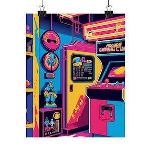 Retro Arcade Wall Art Prints, Matte Vertical Posters, 80s Decor, Gamer Gifts, Gaming Room Art, Vintage Video Game Decor