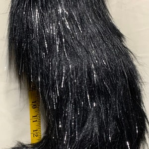 Wolf fur tail  Long pile Sparkling Tinsel Black