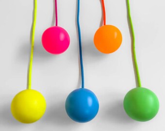 Contact Poi Pair | Colorful Stage Balls, Braided Polyester Rope, UV Reactive