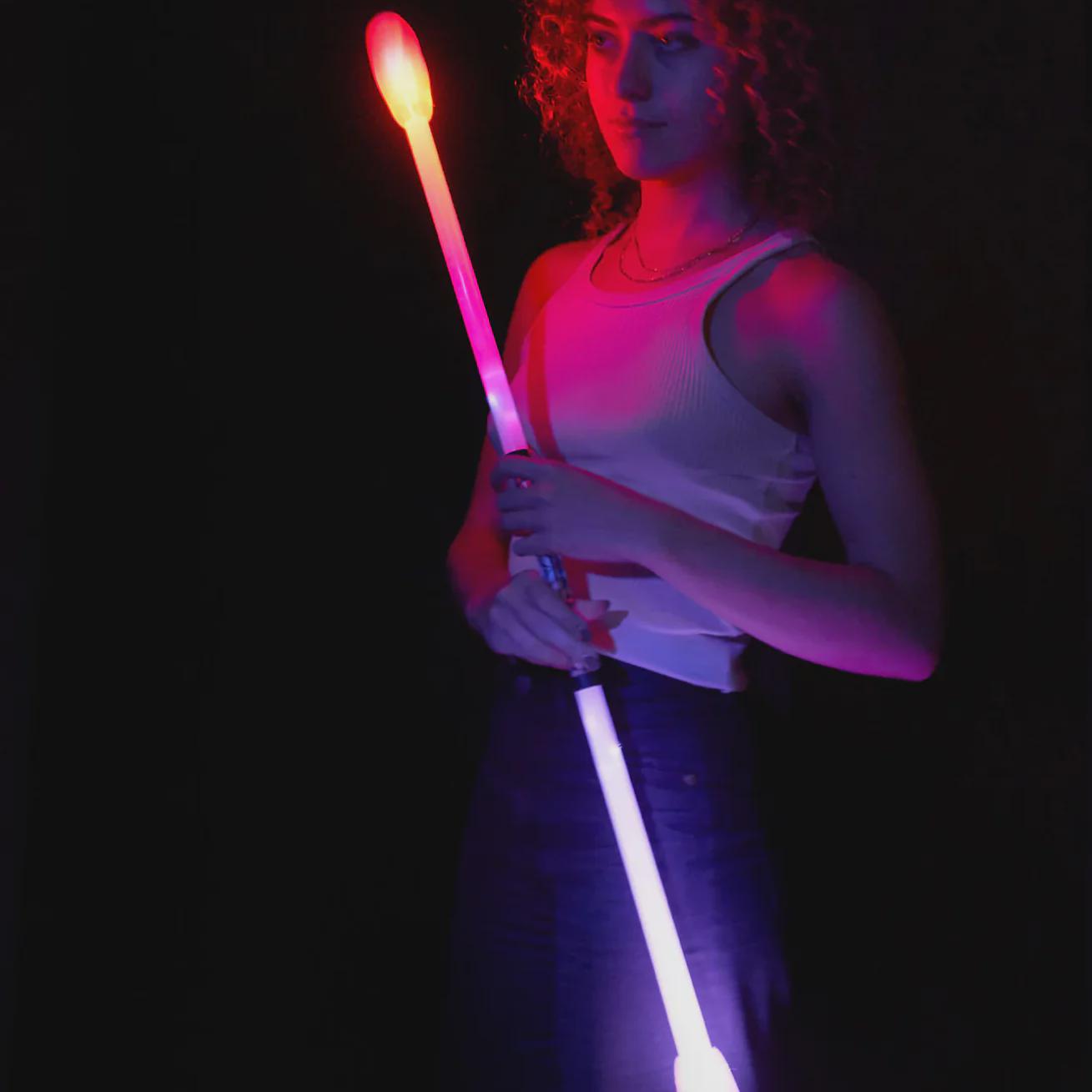 Rechargeable LED Glow Spin Staff / Baton | 3-piece Collapsible Rave and ...