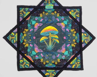 Mushroom Bloom UV Flow Star | Flow Star Spinning Cloth | Dapo Star | Flowstar Dapostar | Festival Rave Spin Flow Star