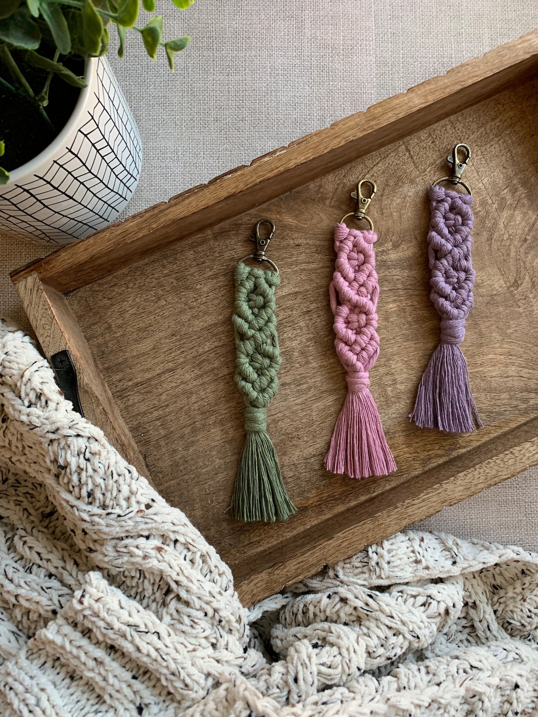 Macrame Box Keychain Macrame Keychain - Etsy