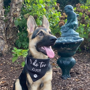 I Do Too Wedding Bandana, Wedding Announcement Dog Bandana, Engagement Dog Bandana, Wedding, Personalized Tie on Bandana, Custom Pet Bandana