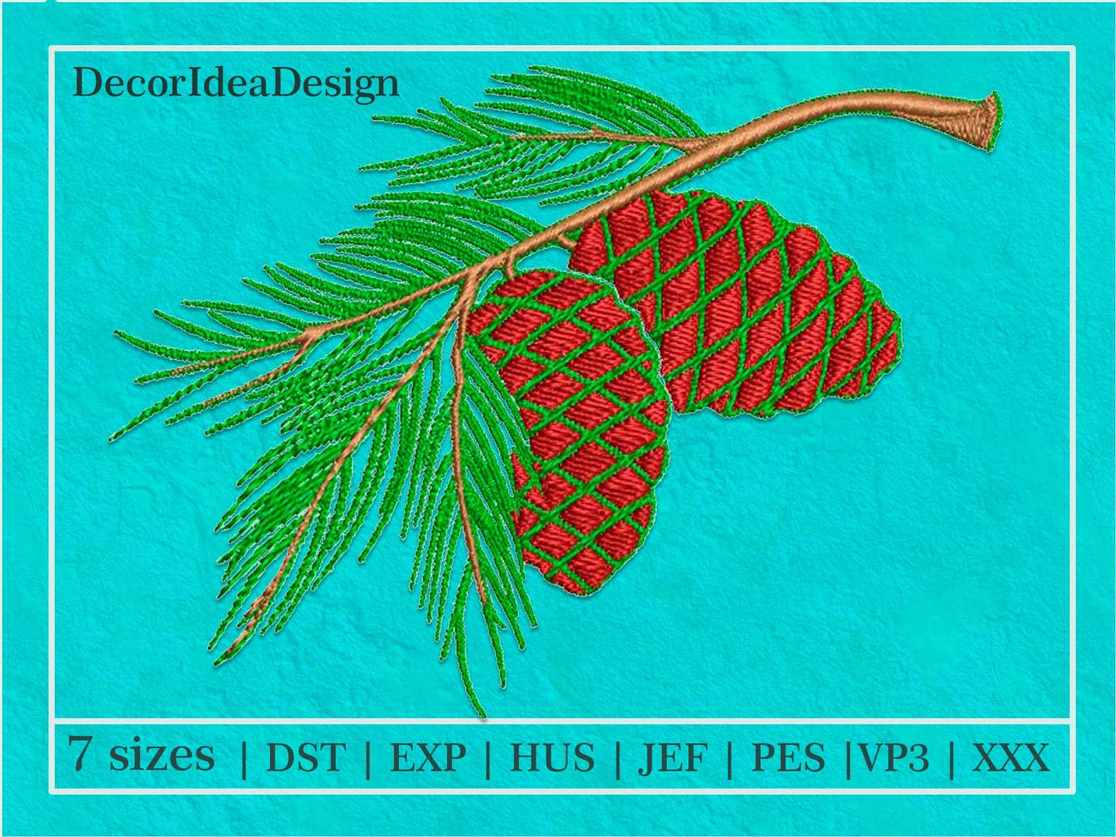 Pine Cone Embroidery Design Tree Embroidery Design Flower Etsy