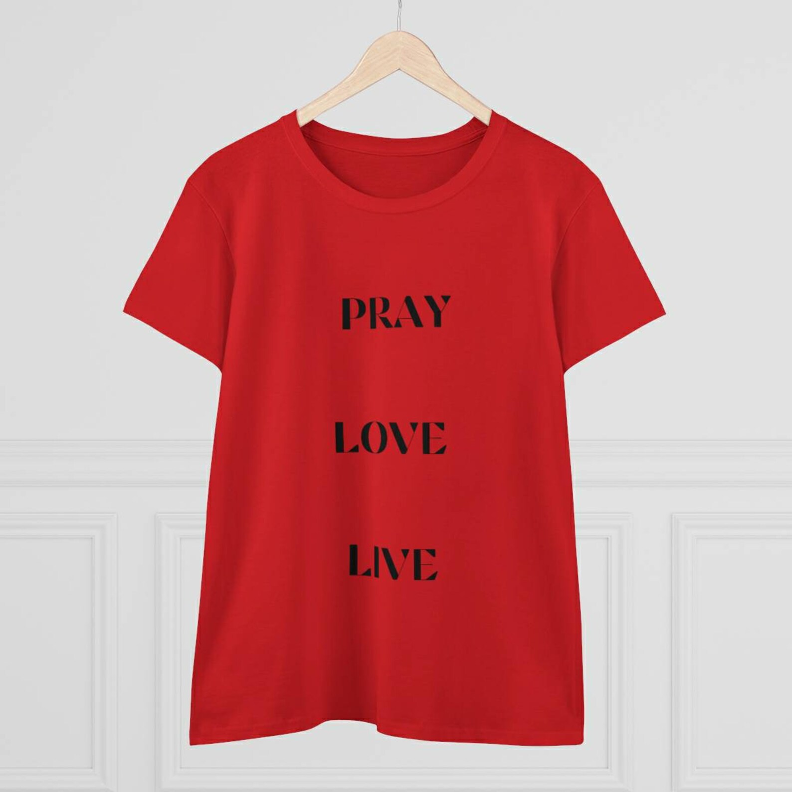 Pray Love Live red Woman's t-shirt/tee. Christian Woman | Etsy