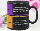 Property of USS Enterprise Mug - for fans of ST TNG to show where you acquired this mug - 11oz black mug - ideal for tea earl gray hot