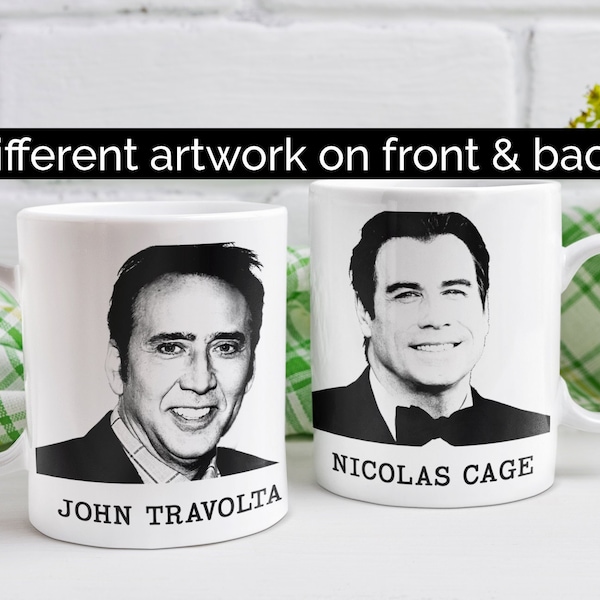 Nicolas Cage & John Travolta Face Swap White Ceramic Mug