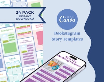 Bookstagram Story Templates: Monthly Reading Spreads (Digital Download)