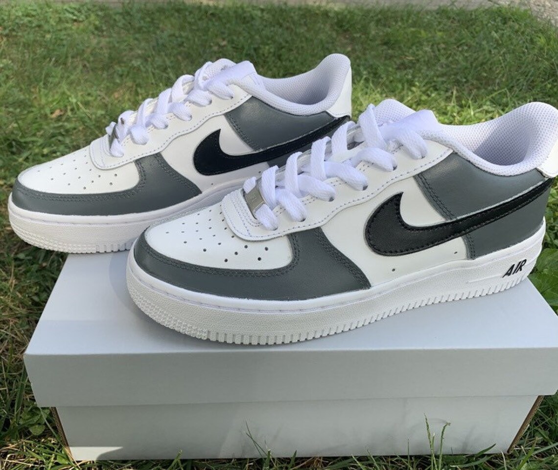 Nike Air Force 1 custom sneakers BLACK GRAY BLOCK versie | Etsy