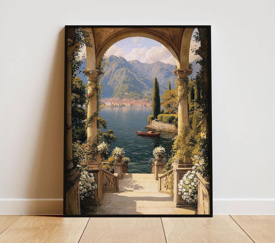 Lake Como Italy Scenic Landscape Wall Art Romantic Italian Villa Poster ...