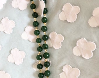 Collar de piedras preciosas verdes con cuentas, joyería de jade